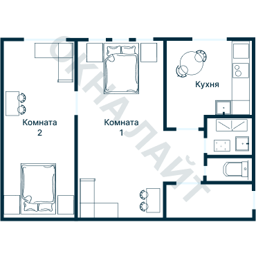 Остекление планировки 2758 дома КОПЭ-Парус