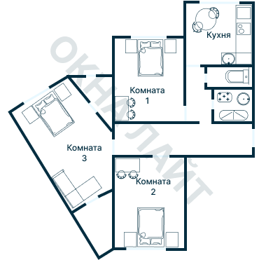 Остекление планировки 2834 дома КОПЭ-Парус