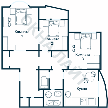 Остекление планировки 2838 дома КОПЭ-Парус