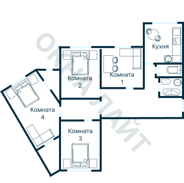 Остекление планировки 2857 дома КОПЭ-Парус