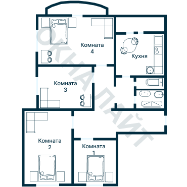 Остекление планировки 2864 дома КОПЭ-Парус