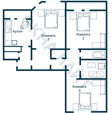 Остекление планировки 2961 дома МПСМ