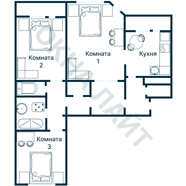 Остекление планировки 3016 дома П-111М