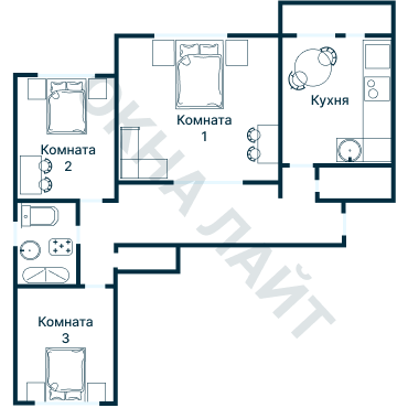 Остекление планировки 3047 дома П-111М