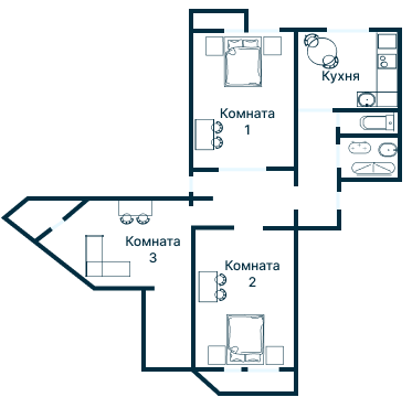 Остекление планировки 3128 дома П-3