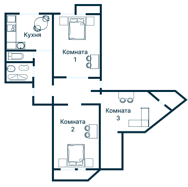Остекление планировки 3132 дома П-3