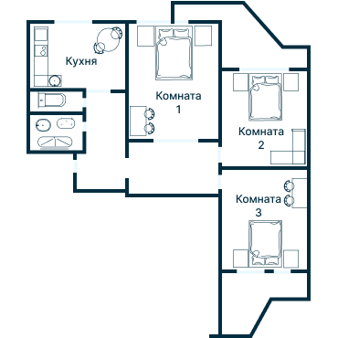 Остекление планировки 3154 дома П-3