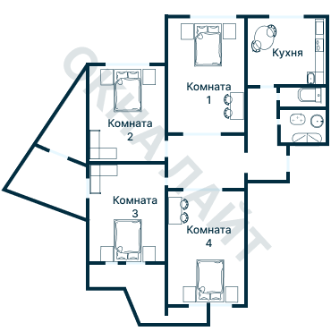 Остекление планировки 3164 дома П-3