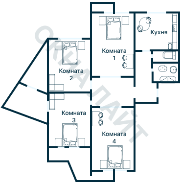 Остекление планировки 3179 дома П-3