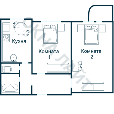 Остекление планировки 3211 дома П-3М