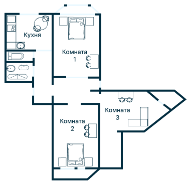 Остекление планировки 3225 дома П-3М