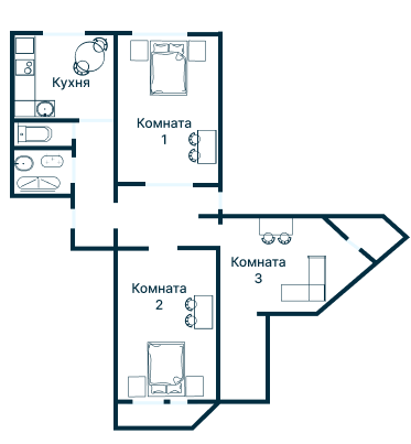 Остекление планировки 3226 дома П-3М