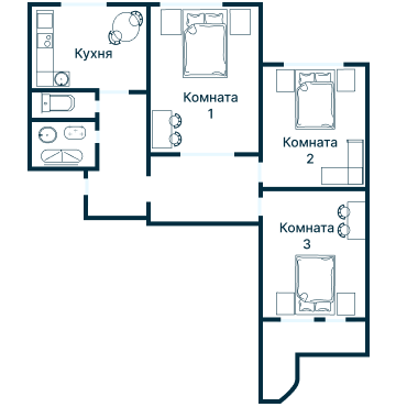 Остекление планировки 3232 дома П-3М