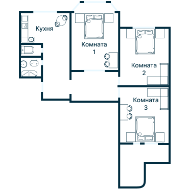 Остекление планировки 3234 дома П-3М
