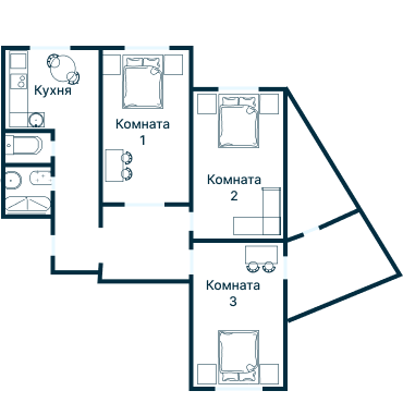 Остекление планировки 3236 дома П-3М