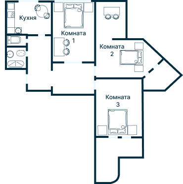 Остекление планировки 3240 дома П-3М