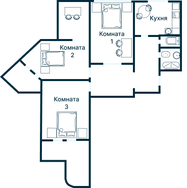 Остекление планировки 3246 дома П-3М