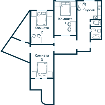 Остекление планировки 3247 дома П-3М