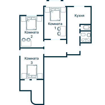 Остекление планировки 3256 дома П-3М