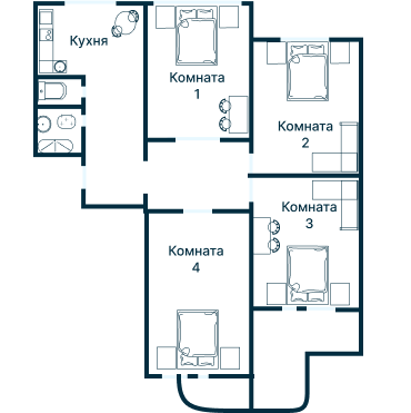 Остекление планировки 3258 дома П-3М