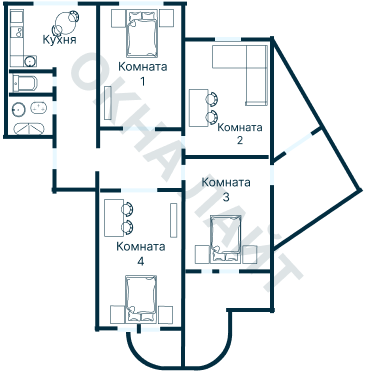 Остекление планировки 3260 дома П-3М