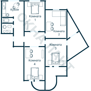 Остекление планировки 3263 дома П-3М