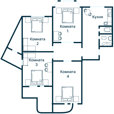 Остекление планировки 3281 дома П-3М