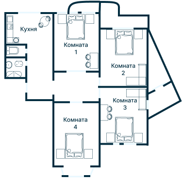 Остекление планировки 3291 дома П-3М