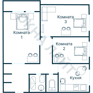 Остекление планировки 3337 дома П-43