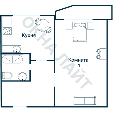 Остекление планировки 3343 дома П-44