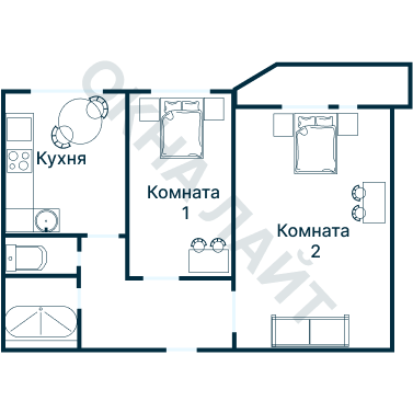 Остекление планировки 3351 дома П-44