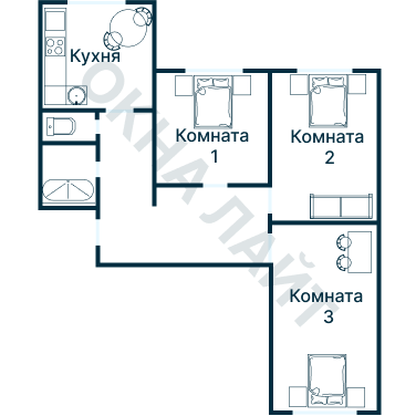 Остекление планировки 3360 дома П-44