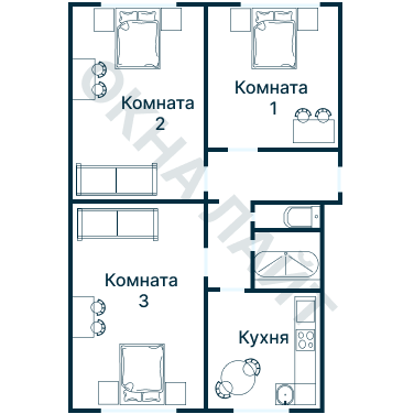 Остекление планировки 3378 дома П-44 (го)