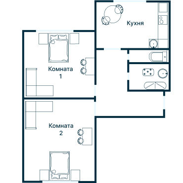 Остекление планировки 3390 дома П-44 (го)