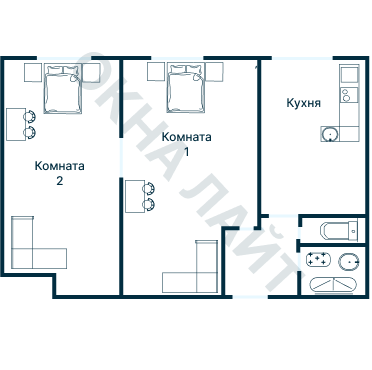 Остекление планировки 3393 дома П-44 (го)