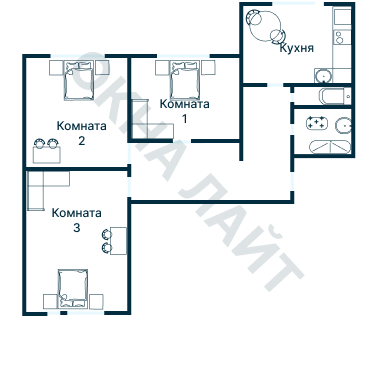 Остекление планировки 3397 дома П-44 (го)