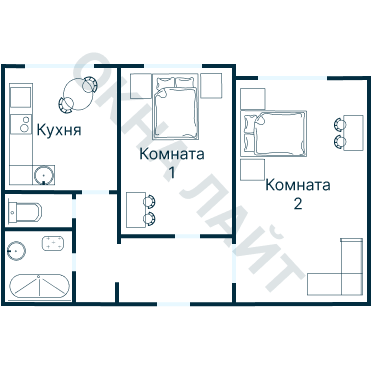 Остекление планировки 3406 дома П-44 (гопр)