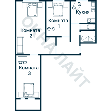 Остекление планировки 3410 дома П-44 (гопр)