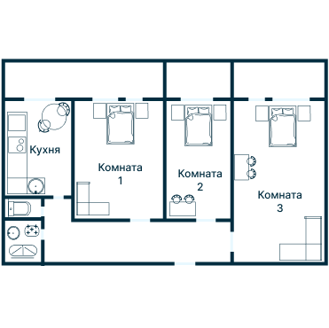 Остекление планировки 3427 дома П-44 (гопр)