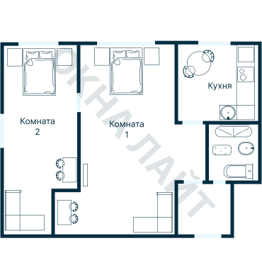 Остекление планировки 3449 дома П-44К