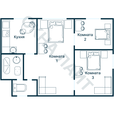 Остекление планировки 3465 дома П-44М