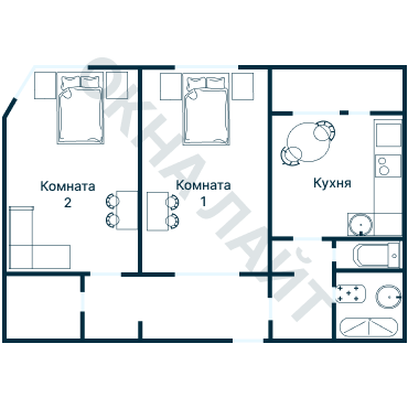 Остекление планировки 3466 дома П-44М