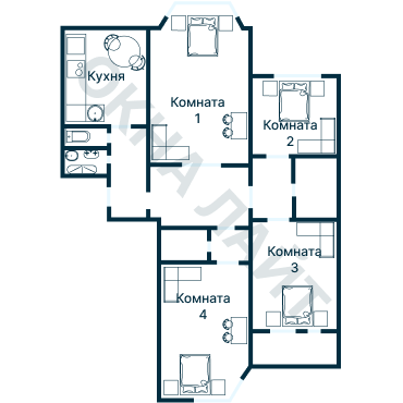Остекление планировки 3475 дома П-44М